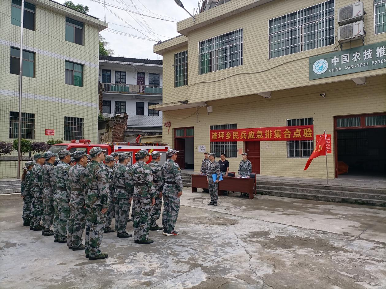 洞口县渣坪乡开展民兵应急排应急点验(图1)